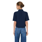 Only Camicia Donna Blu Maniche Corte Lino Viscosa - AbbiMar