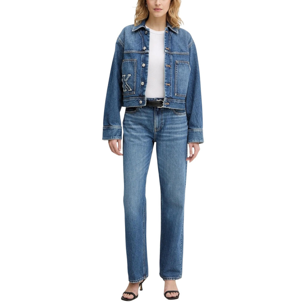 Calvin Klein Jeans Donna Azzurro Cotone Zip Bottone - AbbiMar