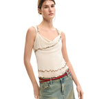 Desigual Top Donna Beige Smanicato Scollo V - AbbiMar