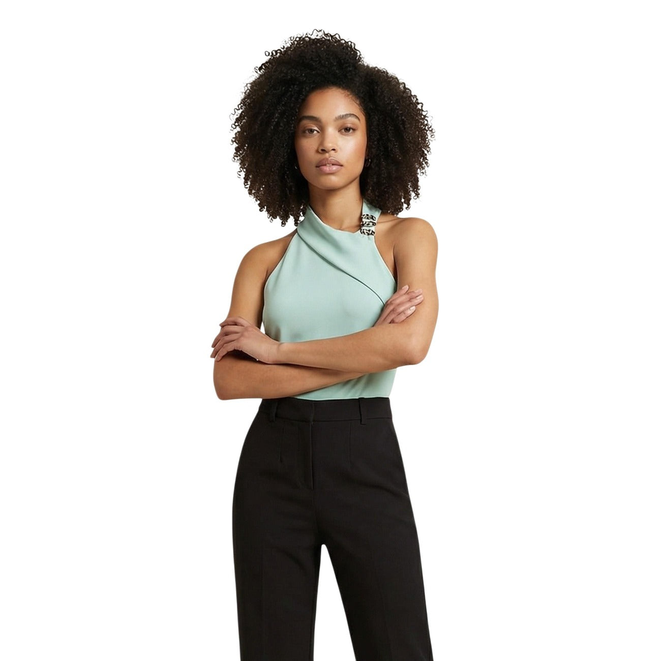 Artigli Top Donna Verde Smanicato Scollo Alto Made in Italy - AbbiMar