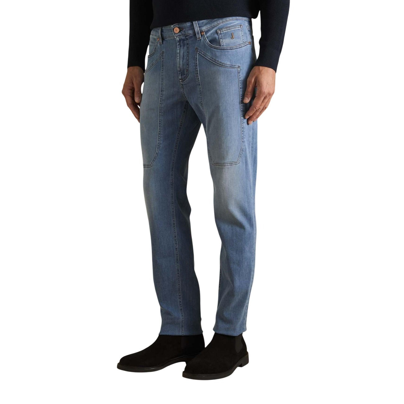 Jeckerson Jeans Uomo Azzurro Cotone Organico Zip Bottone - AbbiMar