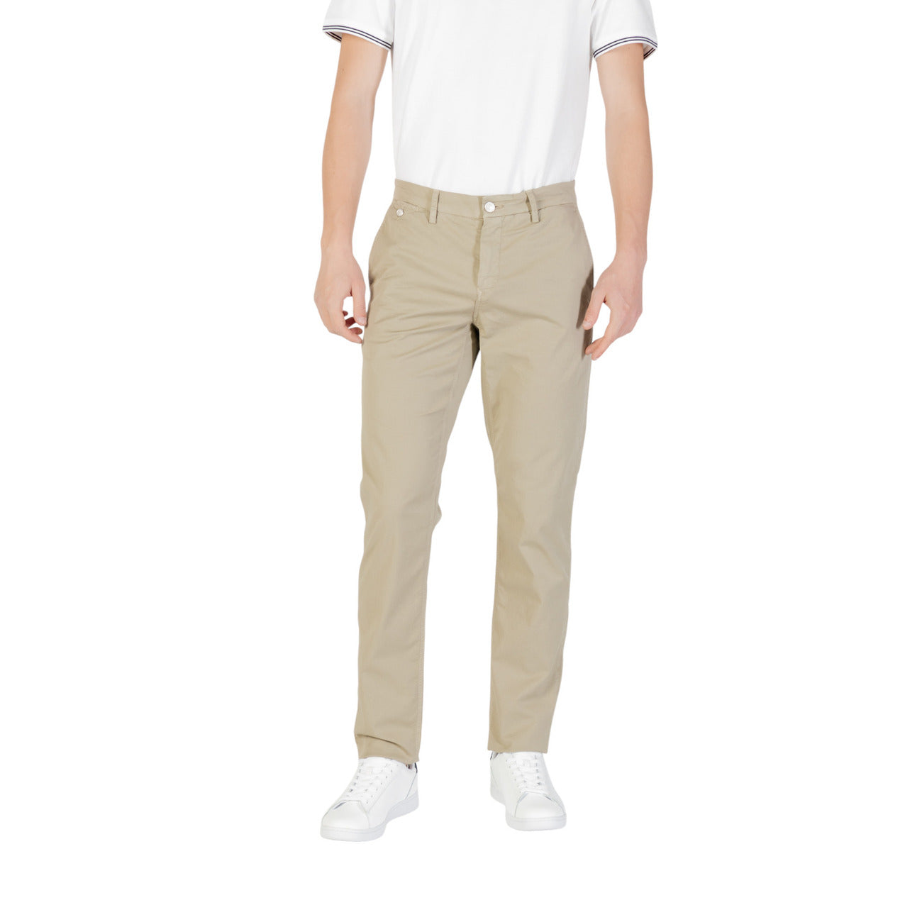 Replay Pantaloni Uomo Verde Cotone Zip Tasche - AbbiMar