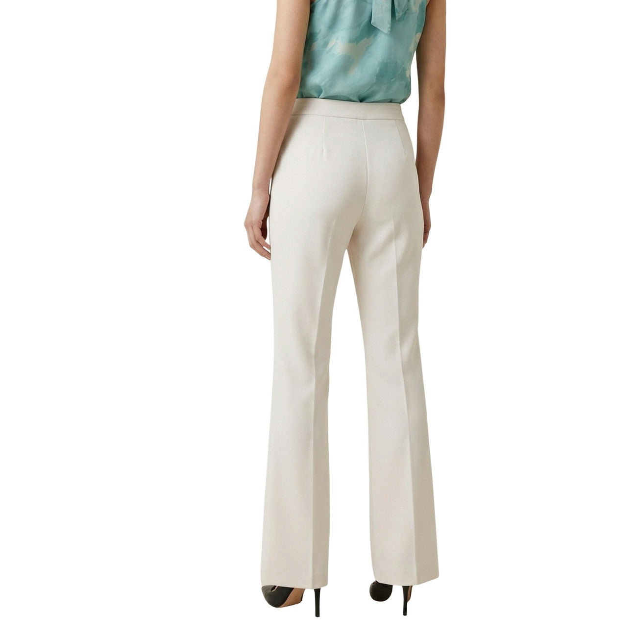 Artigli Pantaloni Donna Bianco Cerniera Poliestere Elastan