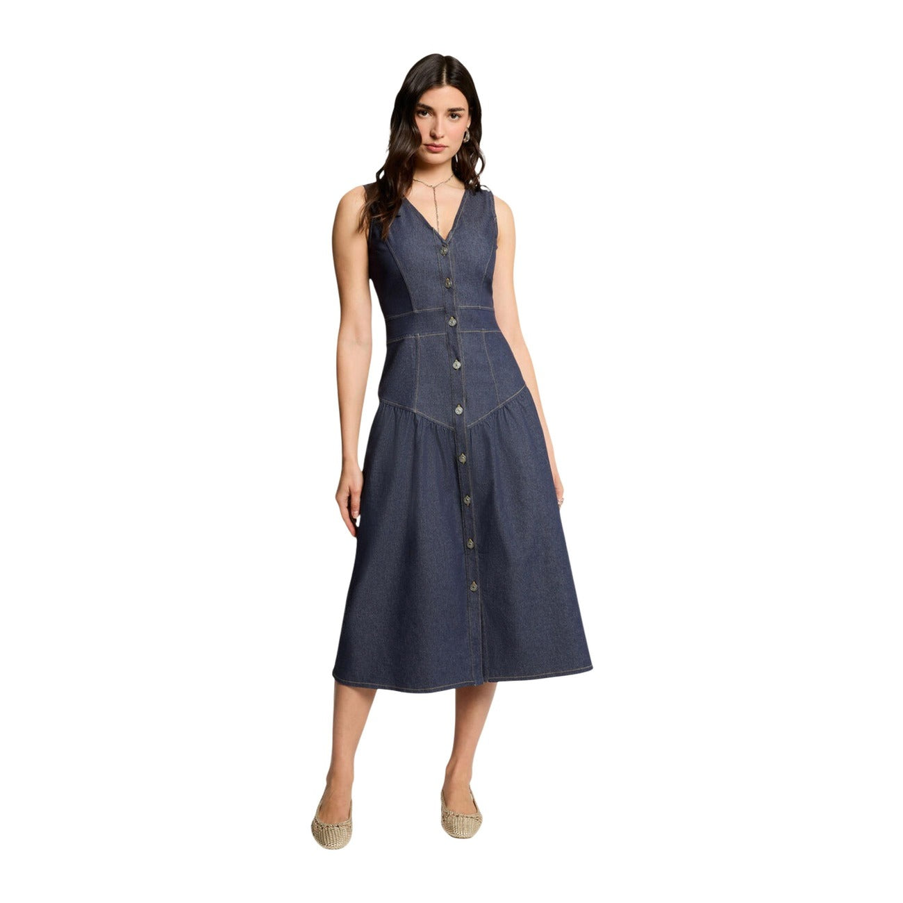 Morgan De Toi Abito Donna Blu Smanicato Bottoni Scollo V - AbbiMar