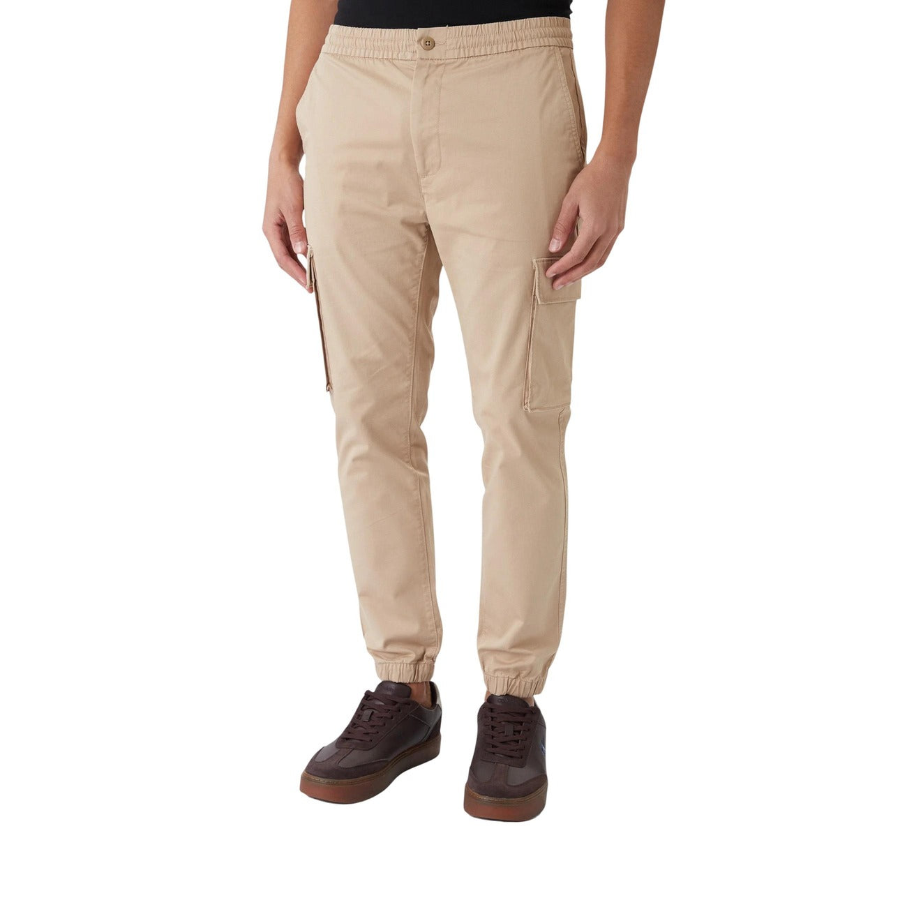 Calvin Klein Jeans Pantaloni Uomo Beige Cotone Zip Tasche Laterali - AbbiMar