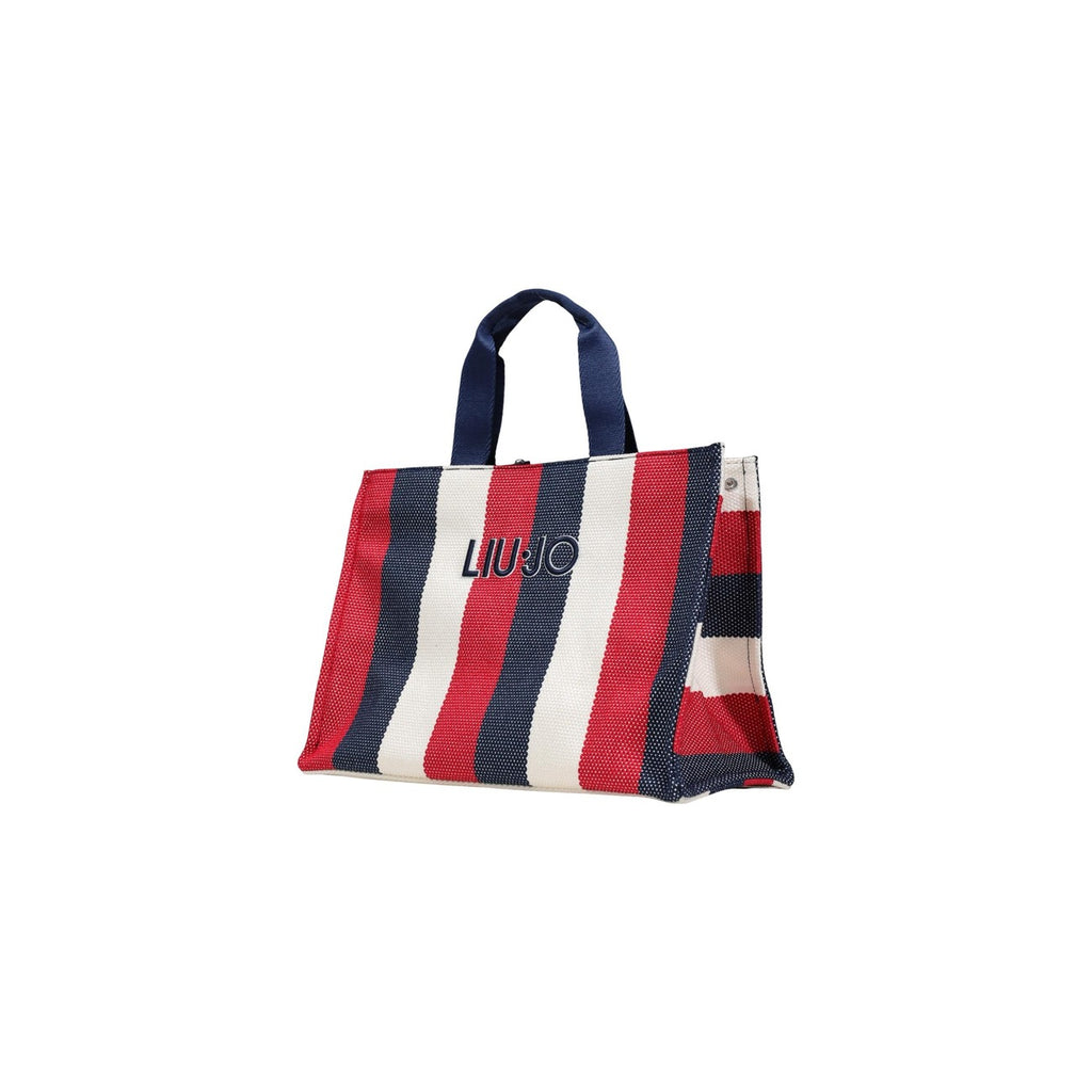 Liu Jo Borsa Donna Blu Righe Cotone Tasca Interna - AbbiMar