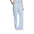 Morgan De Toi Pantaloni Donna Azzurro Gessato Zip Bottone - AbbiMar