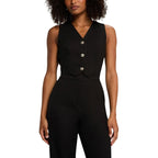 Morgan De Toi Tuta Donna Nero Smanicato Bavero Tasche - AbbiMar