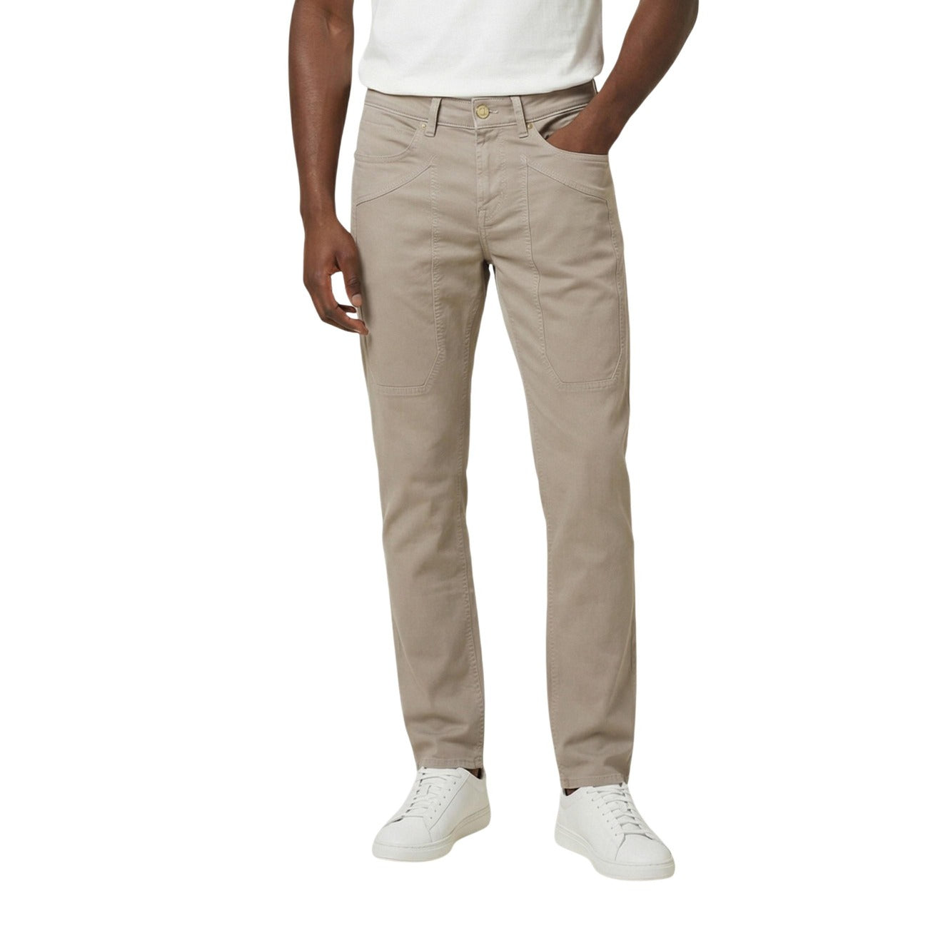 Jeckerson Pantaloni Uomo Marrone Beige Cotone Poliestere Zip - AbbiMar