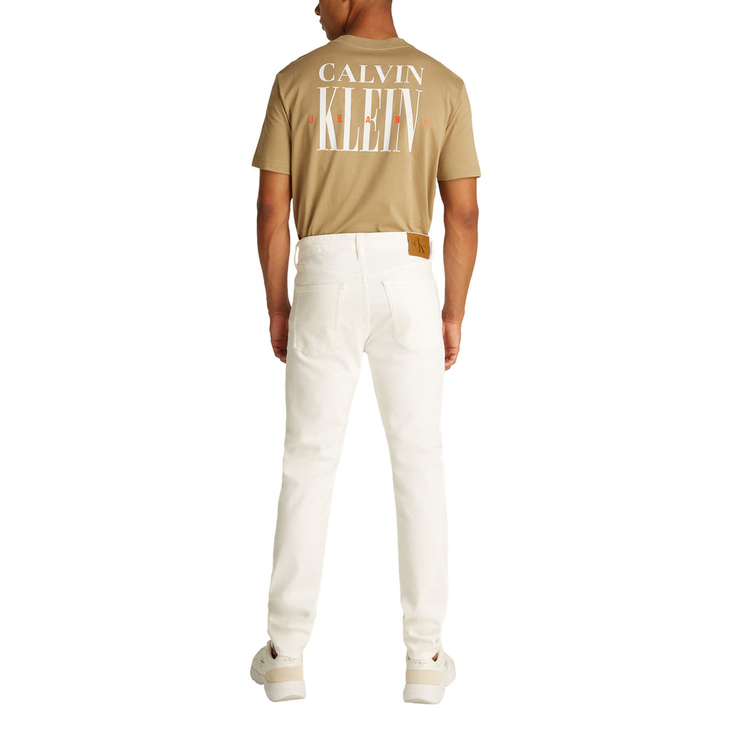 Calvin Klein Jeans Uomo Bianco Cotone Organico Zip Bottone - AbbiMar