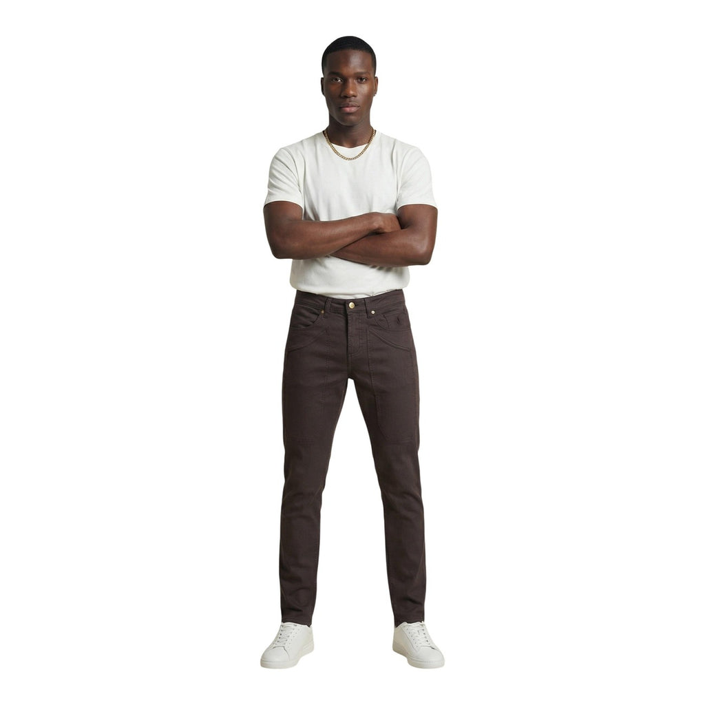 Jeckerson Pantaloni Uomo Marrone Beige Cotone Poliestere Zip - AbbiMar