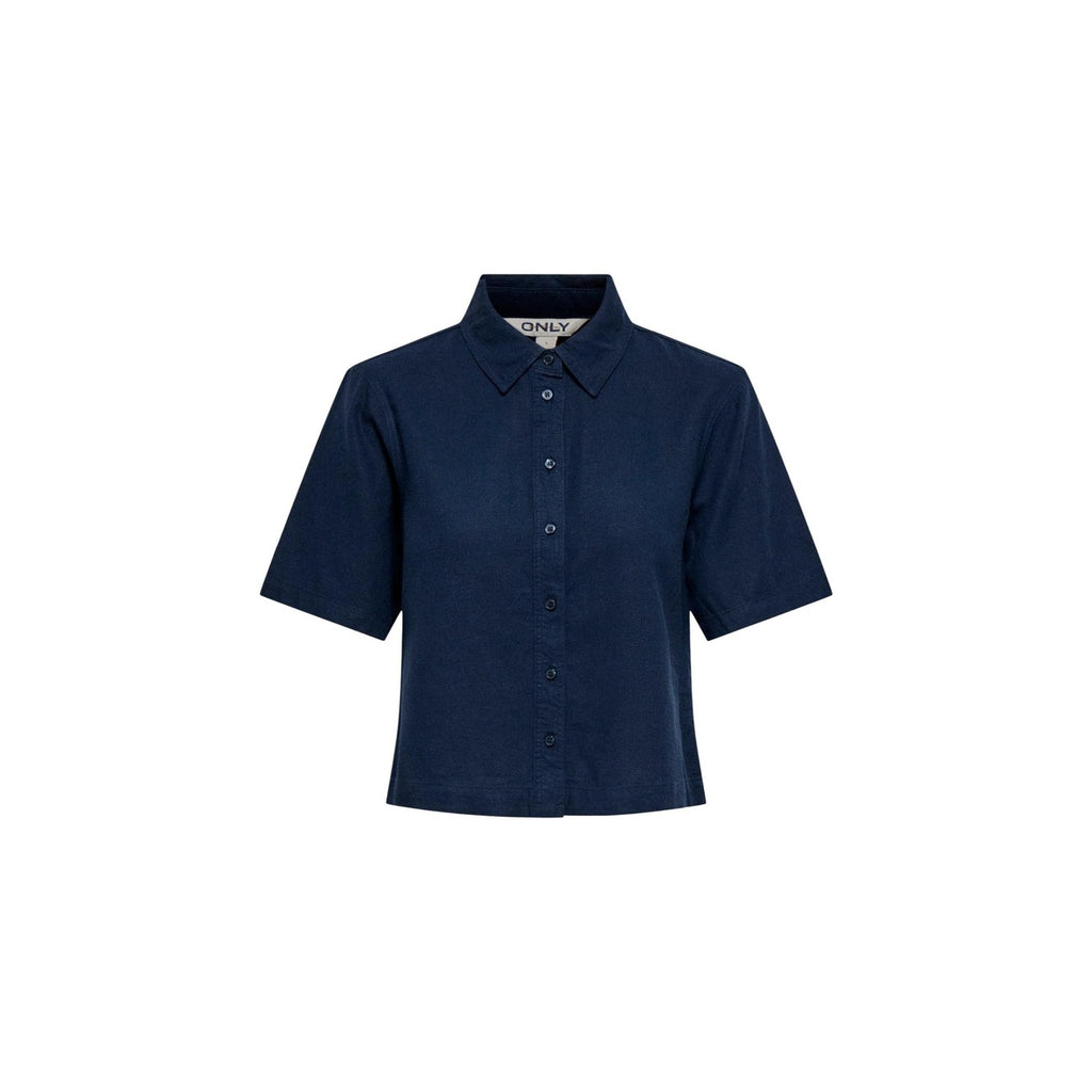 Only Camicia Donna Blu Maniche Corte Lino Viscosa - AbbiMar