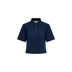 Only Camicia Donna Blu Maniche Corte Lino Viscosa - AbbiMar