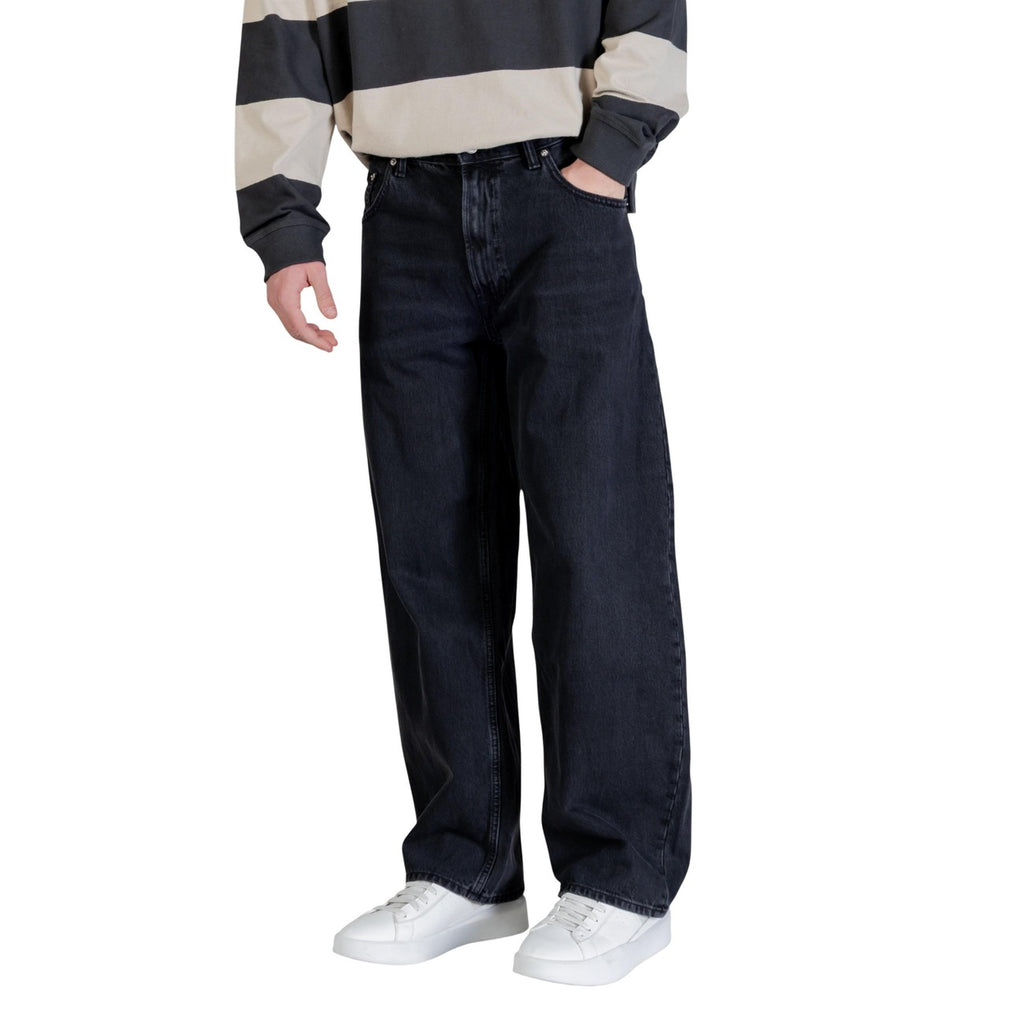 Calvin Klein Jeans Uomo Nero Cotone Zip Bottone Tasche - AbbiMar