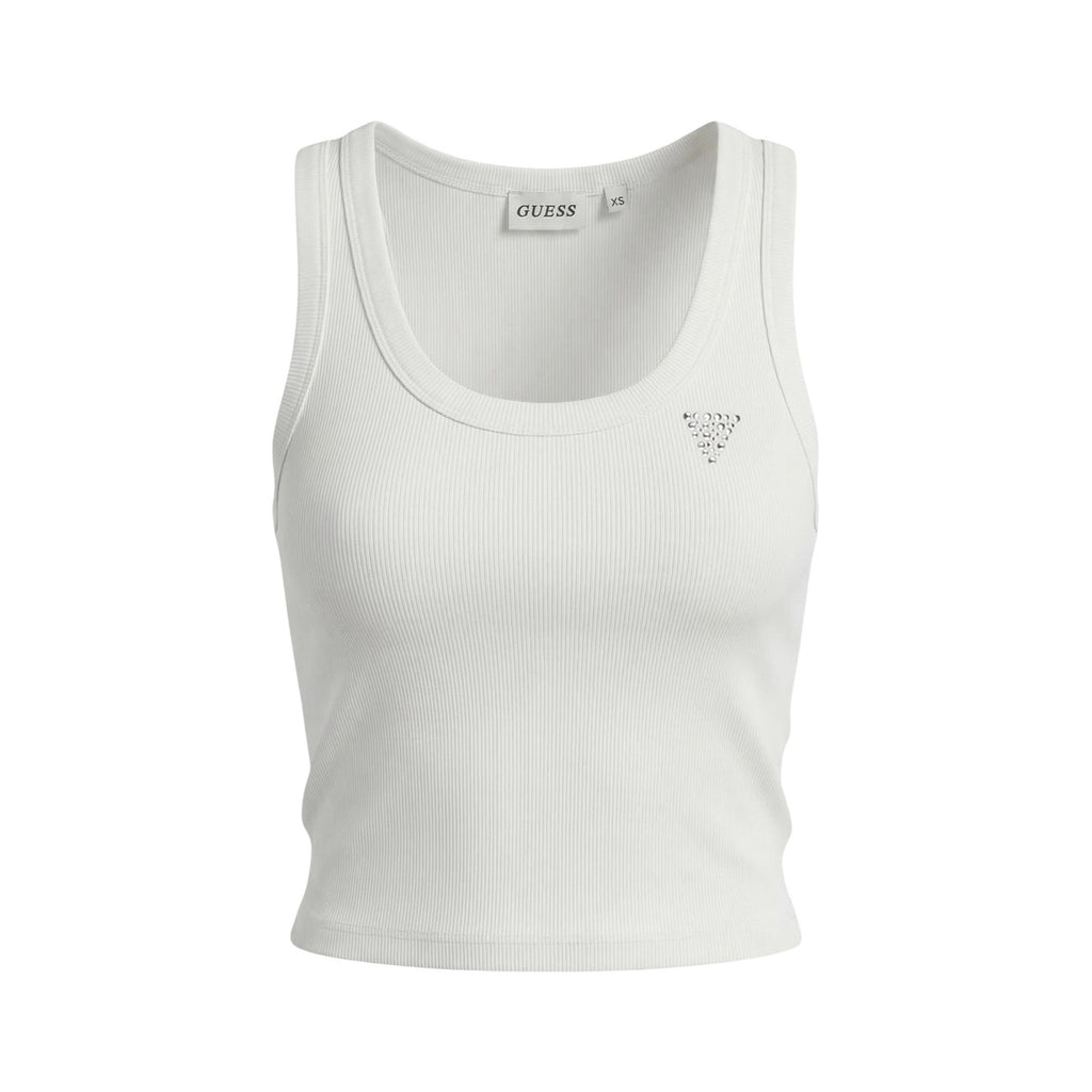 Guess Active Top Donna Bianco Smanicato Scollo Tondo - AbbiMar