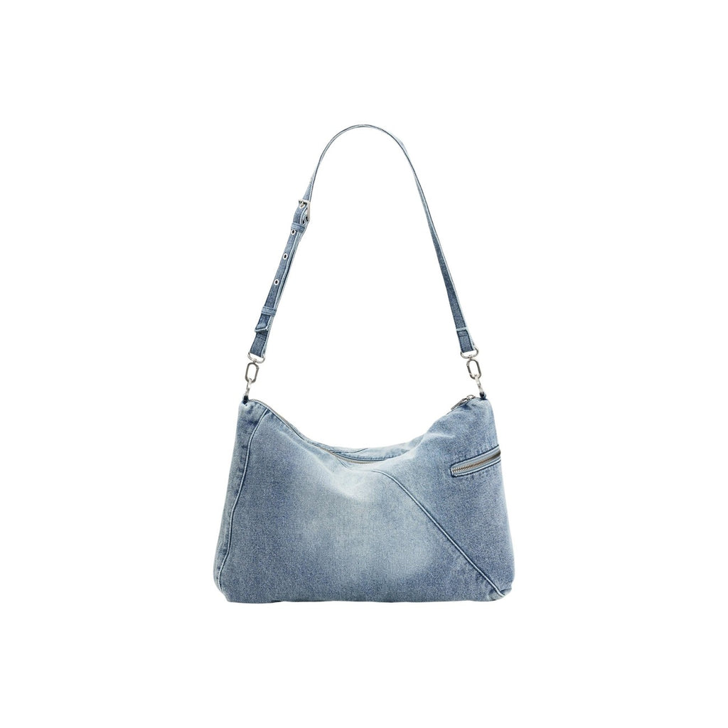 Desigual Borsa Donna Azzurro Poliestere Cerniera Tasche Grande - AbbiMar