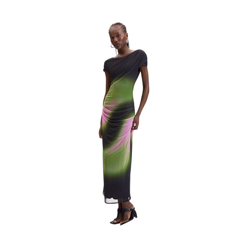 Desigual Abito Donna Verde con Stampa Desigual