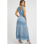 Guess Abito Donna Azzurro Floreale Smanicato Seta - AbbiMar