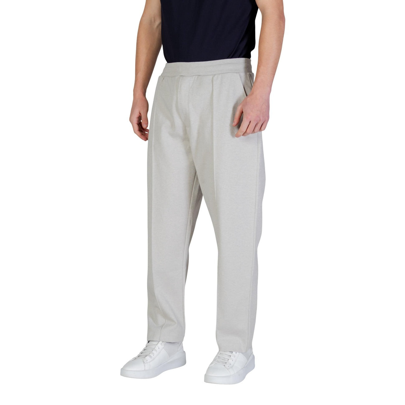 Boss Pantaloni Uomo Grigio Cotone Lacci Tasche - AbbiMar