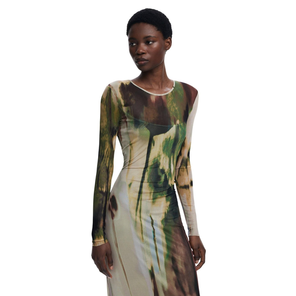 Desigual Abito Donna Verde Colorato Maniche Lunghe - AbbiMar