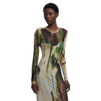 Desigual Abito Donna Verde Colorato Maniche Lunghe - AbbiMar