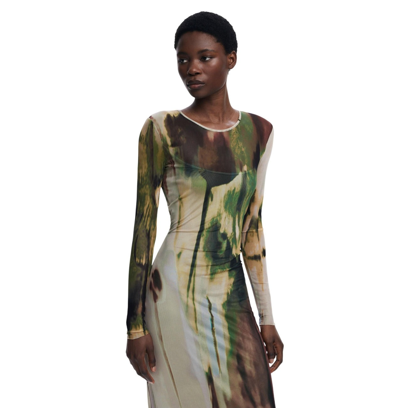 Desigual Abito Donna Verde Colorato Maniche Lunghe - AbbiMar