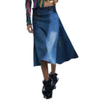 Desigual Gonna Donna Blu Cotone Cerniera Tasche - AbbiMar