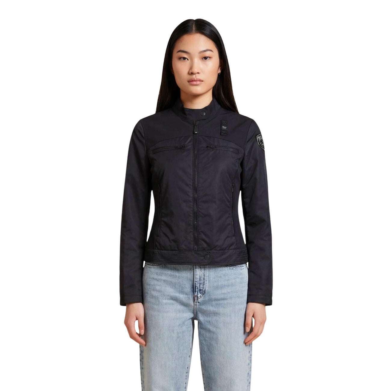 Blauer Giacca Donna Nero Scollo Alto Cerniera Tasche - AbbiMar