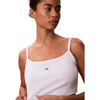 Calvin Klein Jeans Top Donna Bianco Spalline Scollo Quadrato - AbbiMar
