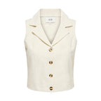 Jacqueline De Yong Gilet Donna Beige Lino Cotone Bavero - AbbiMar