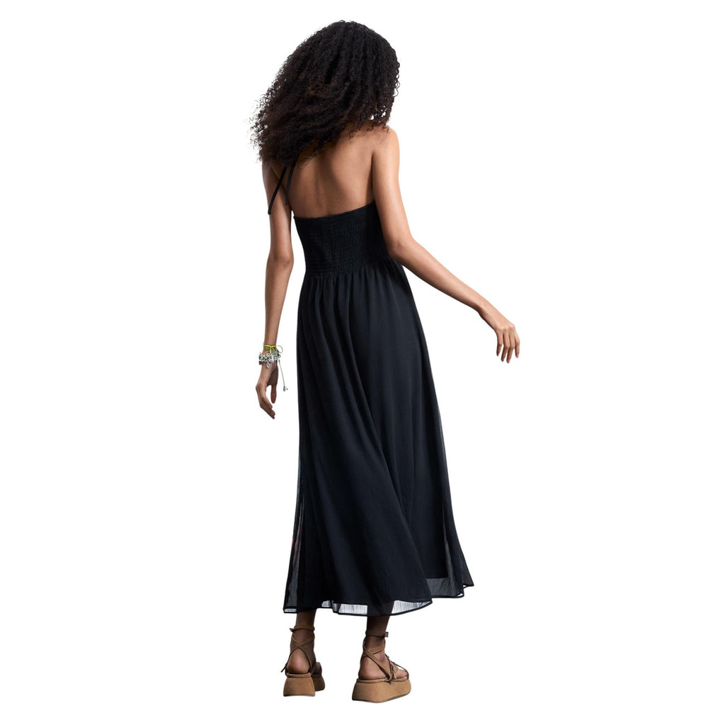 Desigual Abito Donna Nero Floreale Spalline Viscosa - AbbiMar