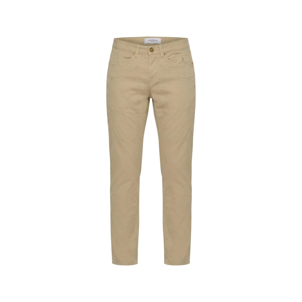Jeckerson Pantaloni Uomo Beige Ciniglia Zip Tasche - AbbiMar