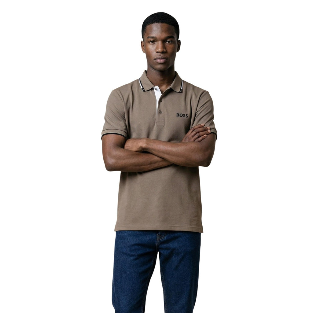 Boss Polo Uomo Beige Cotone Maniche Corte - AbbiMar
