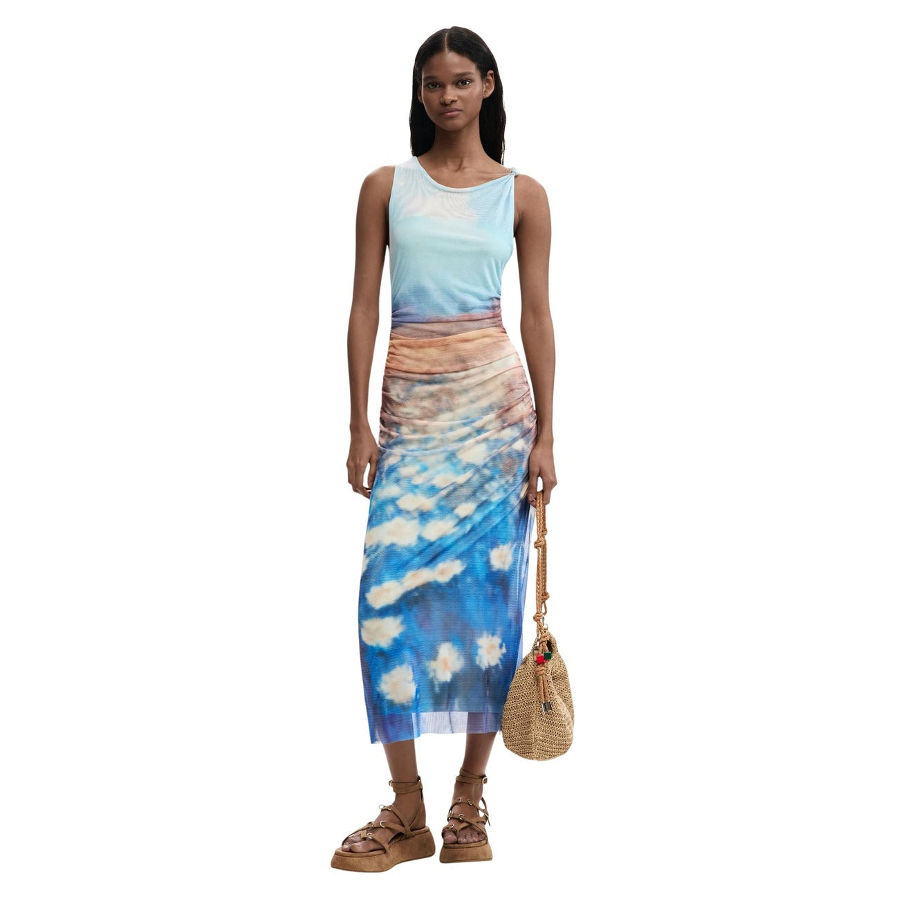 Desigual Abito Donna Azzurro Colorato Smanicato - AbbiMar
