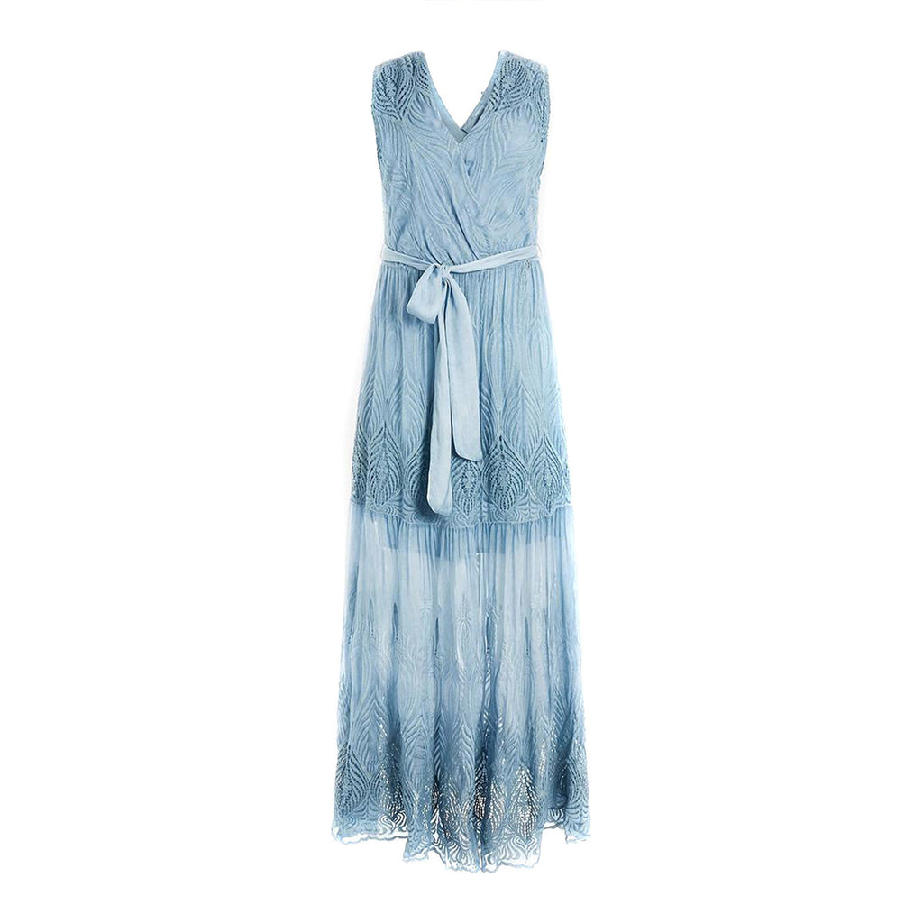 Guess Abito Donna Azzurro Floreale Smanicato Seta - AbbiMar