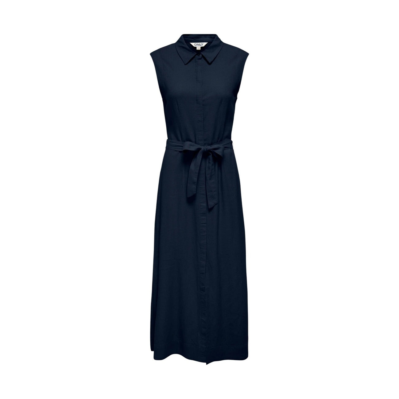 Only Abito Donna Blu Smanicato Lino con Cintura - AbbiMar