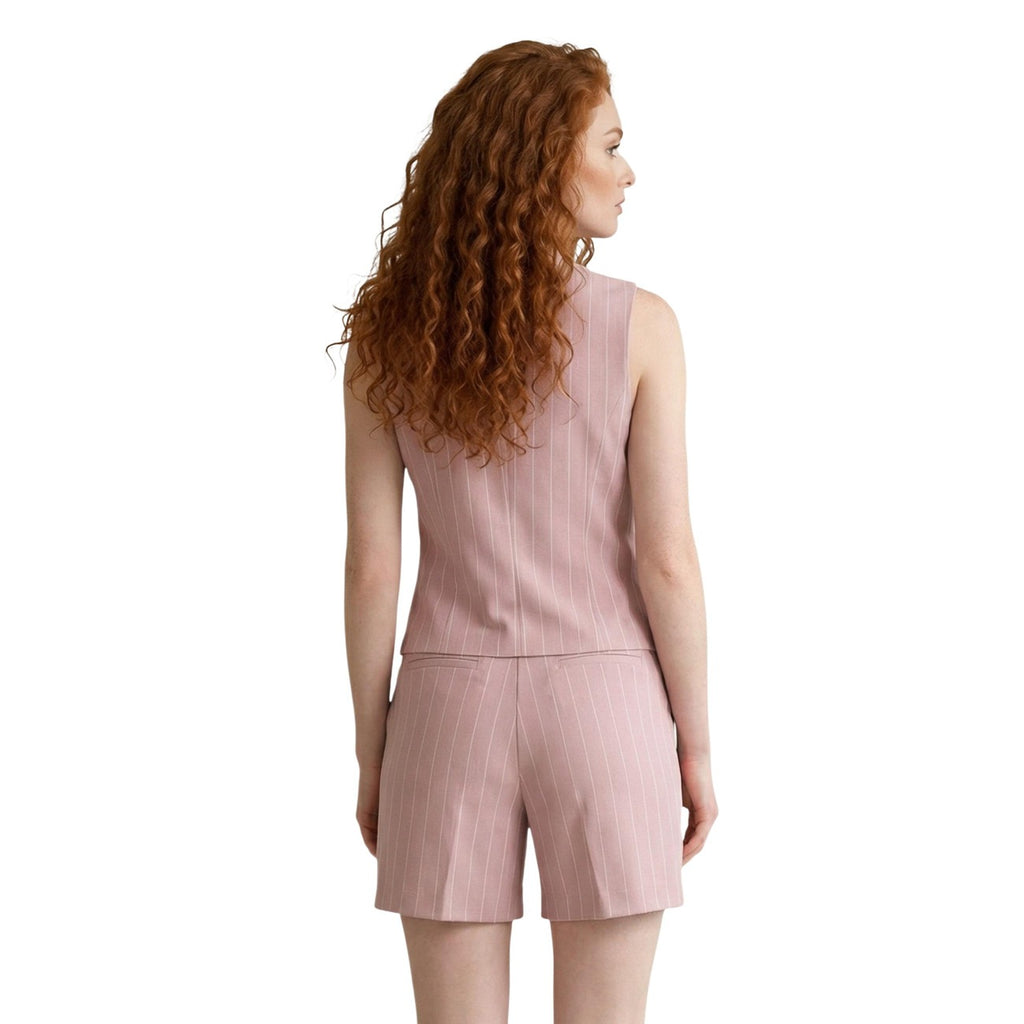 Artigli Gilet Donna Rosa Gessato Smanicato Bavero Made in Italy - AbbiMar