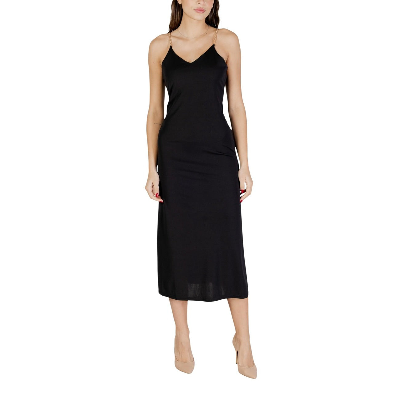 Morgan De Toi Abito Donna Nero Spalline Scollo V - AbbiMar