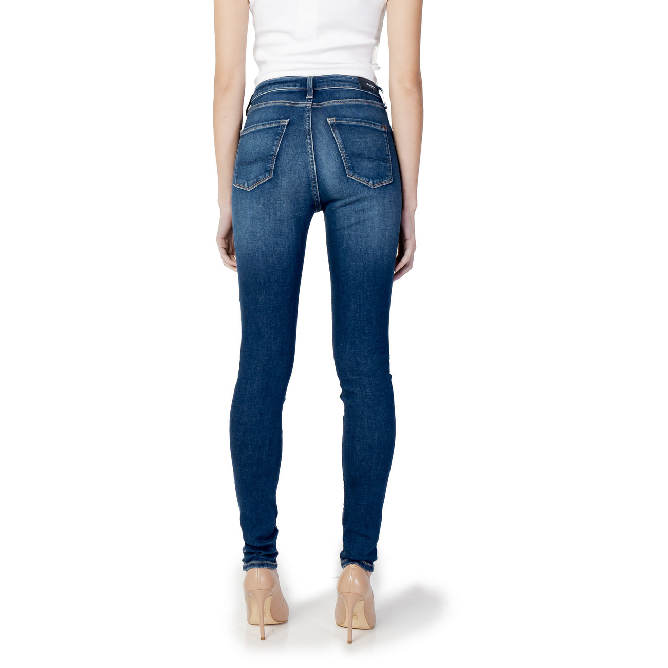Pepe Jeans Jeans Donna Blu Consumato Zip Bottone Cotone