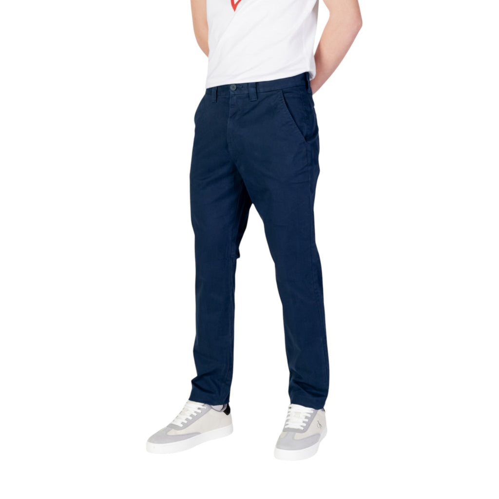 Tommy Hilfiger Jeans Pantaloni Uomo Blu Cotone Zip Tasche - AbbiMar