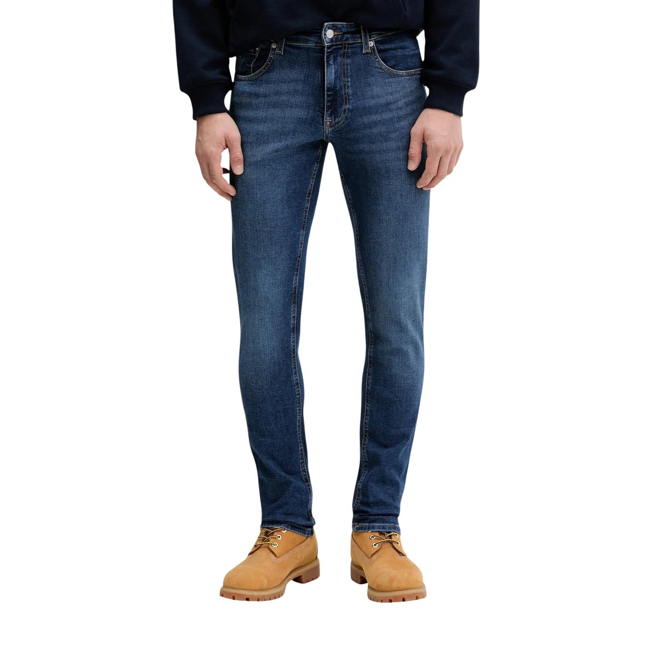Tommy Hilfiger Jeans Uomo Blu Cotone Organico Lyocell Zip - AbbiMar