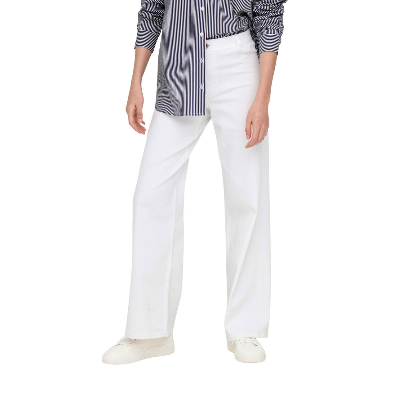 Jacqueline De Yong Pantaloni Donna Verde Zip Bottone Cotone