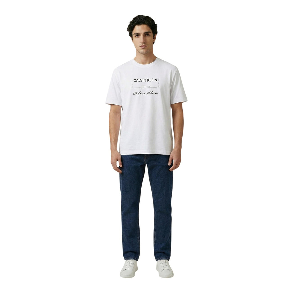 Calvin Klein Jeans T-Shirt Uomo Bianco Stampa Maniche Corte - AbbiMar
