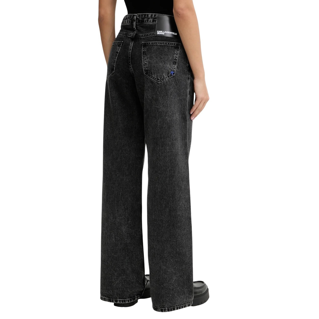Karl Lagerfeld Jeans Donna Nero Cotone Organico Zip Bottone - AbbiMar