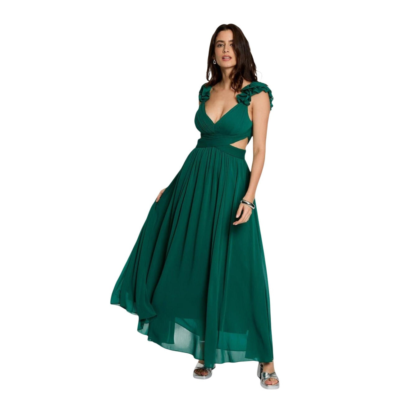 Morgan De Toi Abito Donna Verde Spalline Scollo V Profondo - AbbiMar