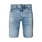 Boss Bermuda Uomo Azzurro Consumato Cotone Zip Bottone - AbbiMar