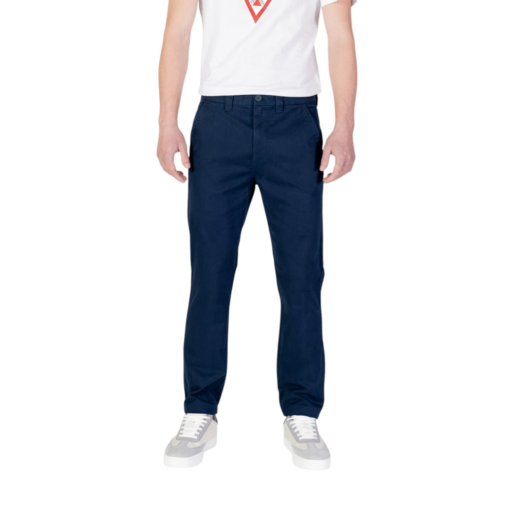 Tommy Hilfiger Jeans Pantaloni Uomo Blu Cotone Zip Tasche - AbbiMar