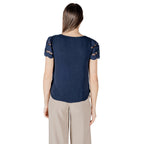 Jacqueline De Yong T-Shirt Donna Blu Maniche Corte - AbbiMar