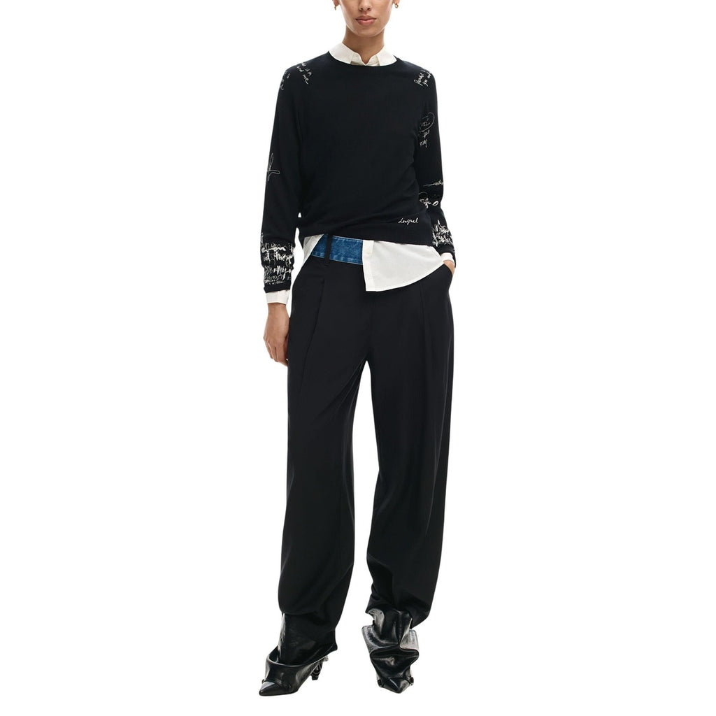 Desigual Maglia Donna Nero Stampa Maniche Lunghe - AbbiMar