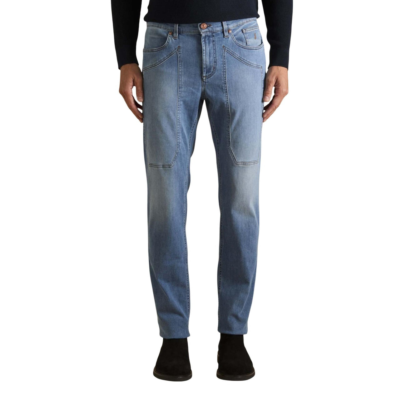 Jeckerson Jeans Uomo Azzurro Cotone Organico Zip Bottone - AbbiMar